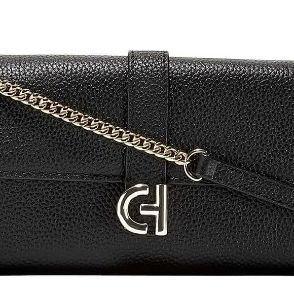 Cole Haan Wallet On A Chain, Black Elegant Black Leather Chain Bag - Picture 1 of 5